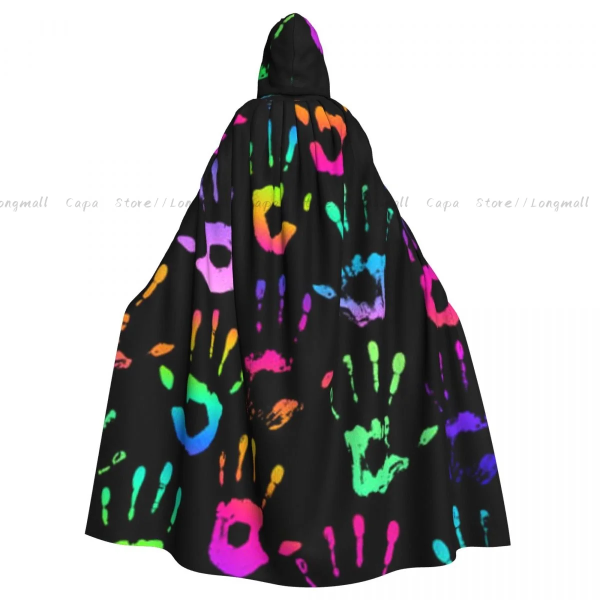 Witch Cloak Rainbow Handprints Halloween Cosplay Costume Unisex Adult Cloak Retro Ages Cape