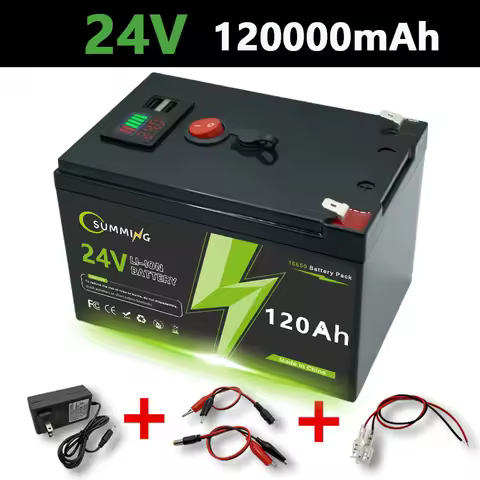 24V Lithium Battery 120Ah LiFePO4 4000+ Deep Cycles Built-in BMS,10-Year Lifetime,for UPS, Kayak Fish Finder, Solar Panel,Radio
