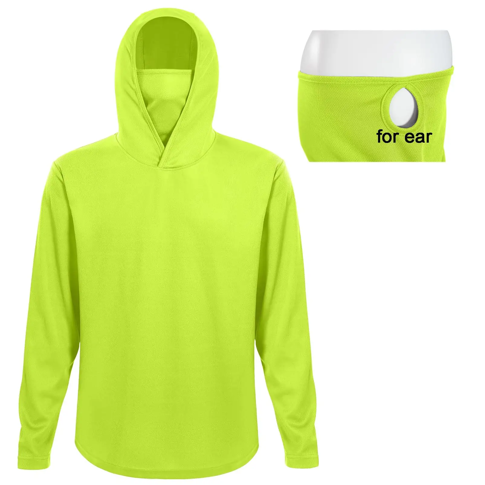 5 Pack Men's Long Sleeve Shirts with Mask UPF 50+ Sun Protection Cooling Hoodie Fishing Shirt Hiking Cycling T-Shirts