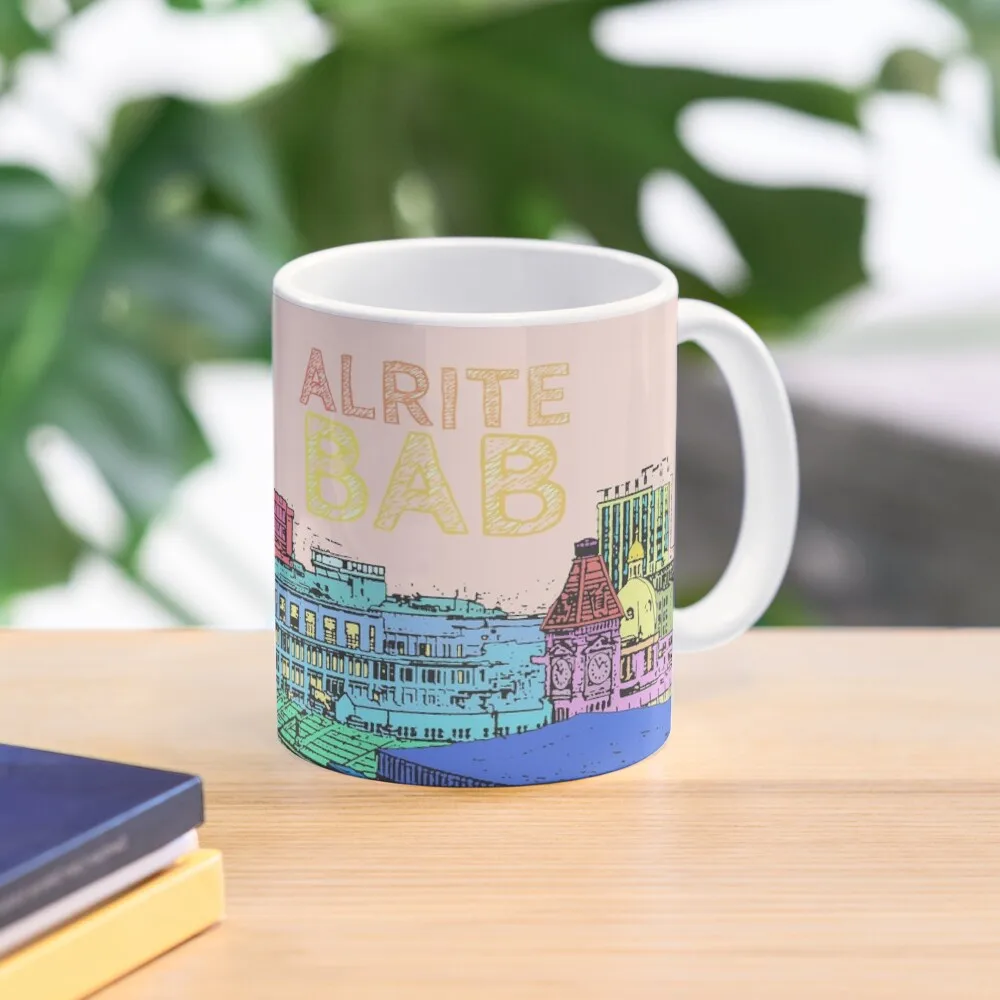 Birmigham Skyline And Alright Bab On Gif  Mug Design Coffee Image Photo Simple Cup Tea Printed Drinkware Picture Gifts