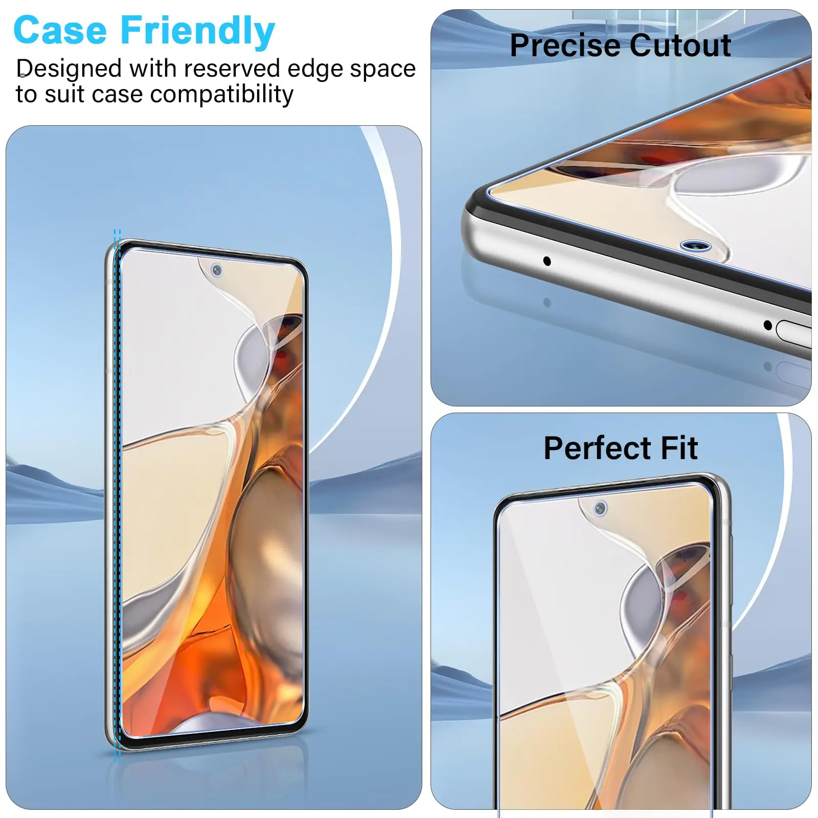 Screen Protector For Xiaomi 11T Pro Tempered Glass  9H HD High Aluminum Clear Transparent Case Friendly