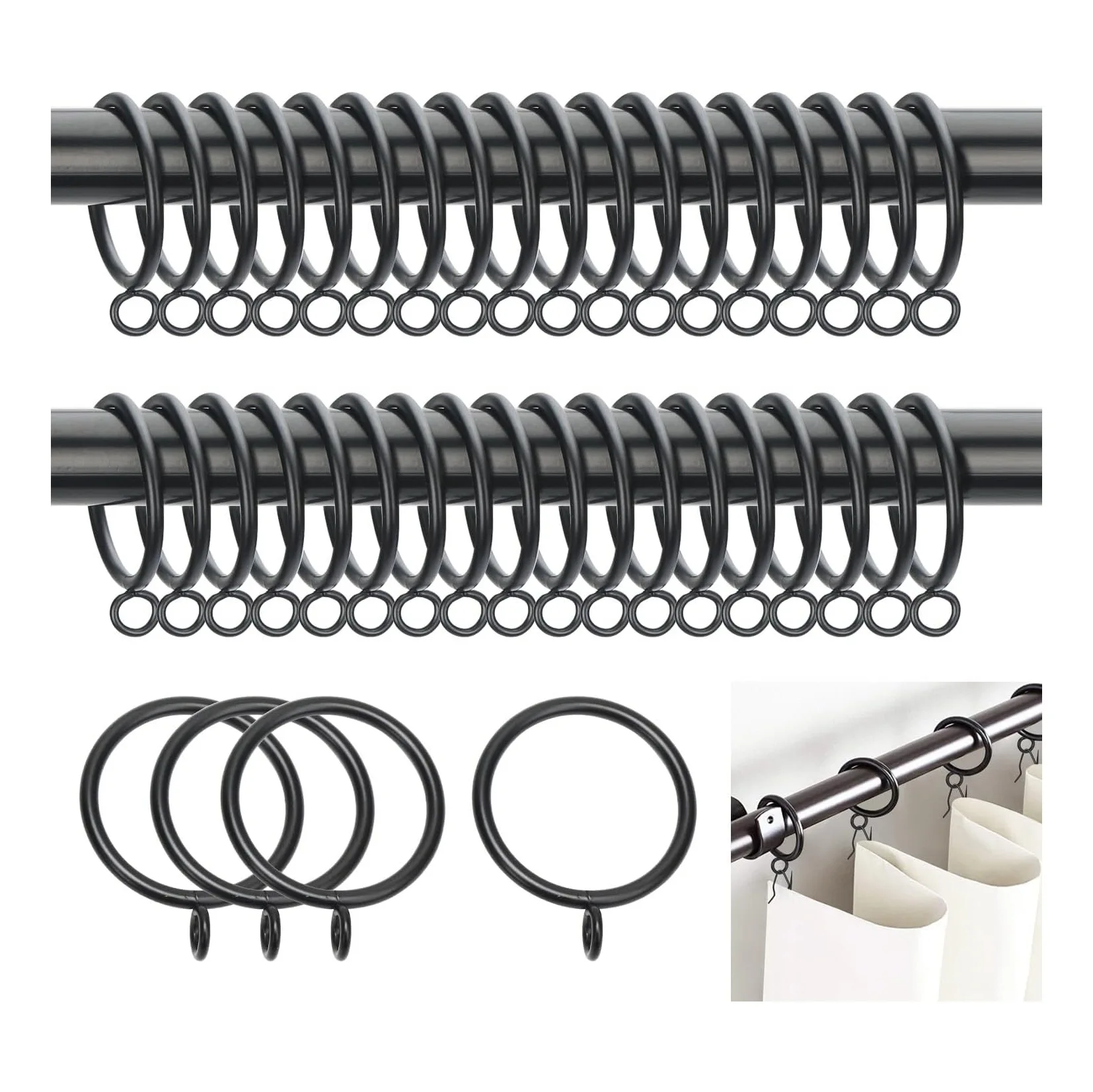 For Modern Minimalist Style Windows And Doors 40pcs 38mm Roman Ring Curtain Rod Rings Bath Curtain Hooks Metal Accessories