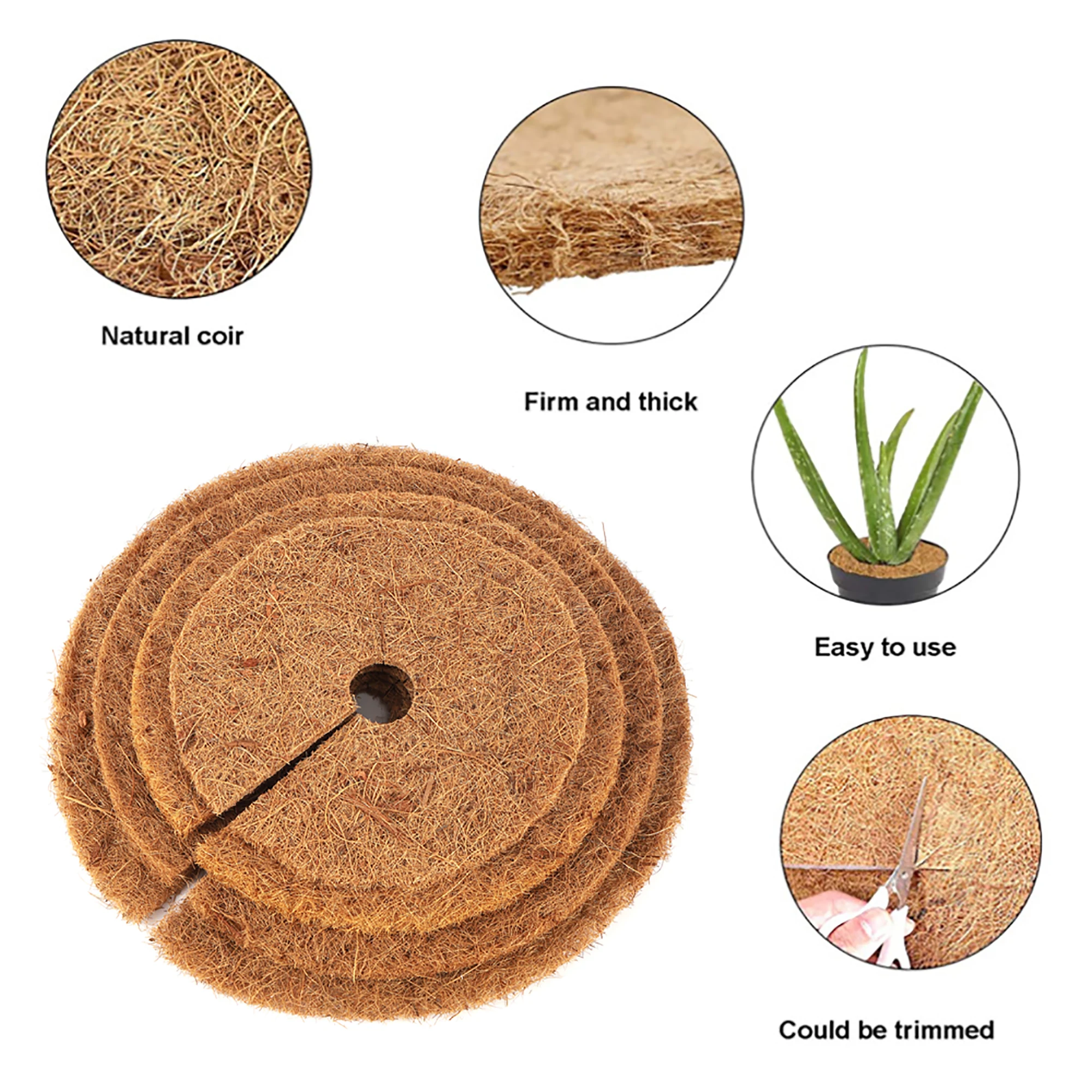 25/30/35/40cm Round Coconut Shell Fiber Plant Anti-weed Mat Potted Soil Moisturizing Covering Film Tree Trunk Protector