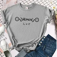 Anime Jjk Shirt 100% Cotton Women's T-Shirt Jujutsu Kaisen Inumaki Toge Salmon Shirt Shirt Top T-Shirt Camiseta Camiseta