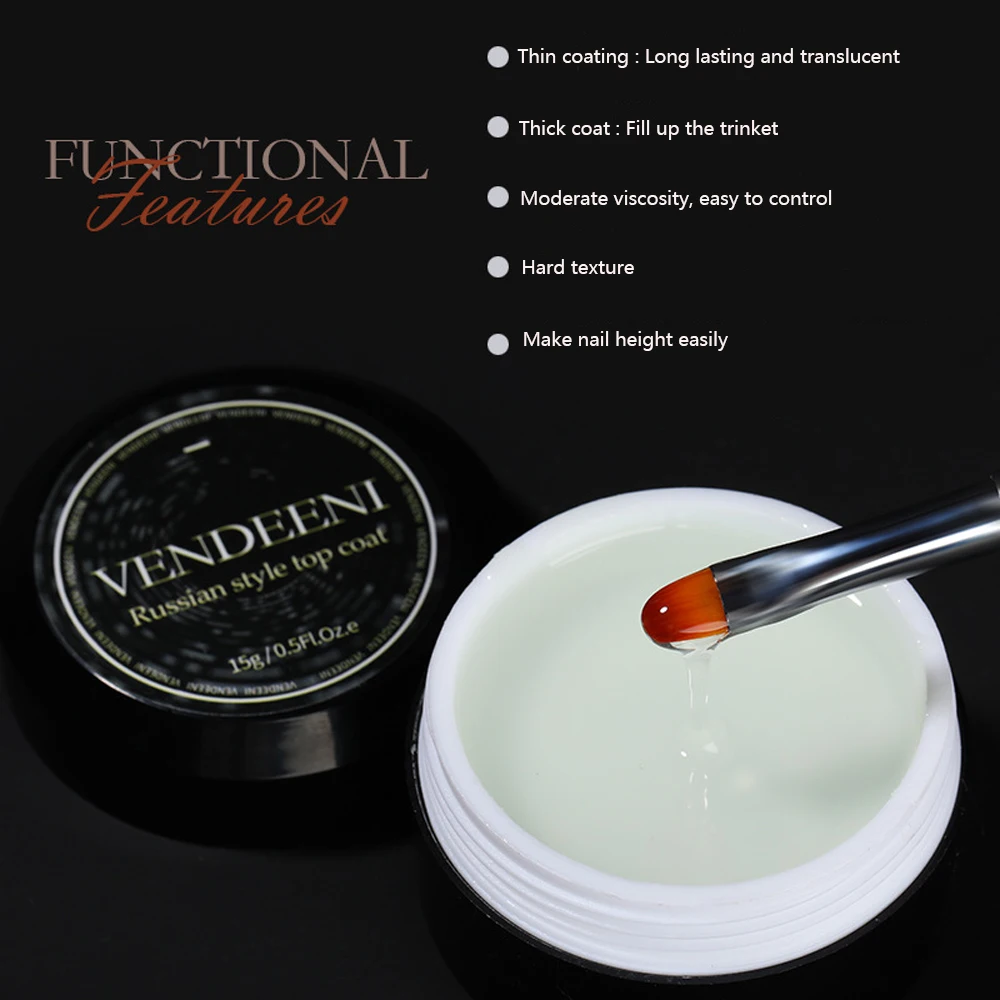 벤디니 셀프 레벨링 효과 탑코트 기능 젤 네일 폴리쉬 UV LED 강화 매니큐어 래커 네일 아트 디자인용