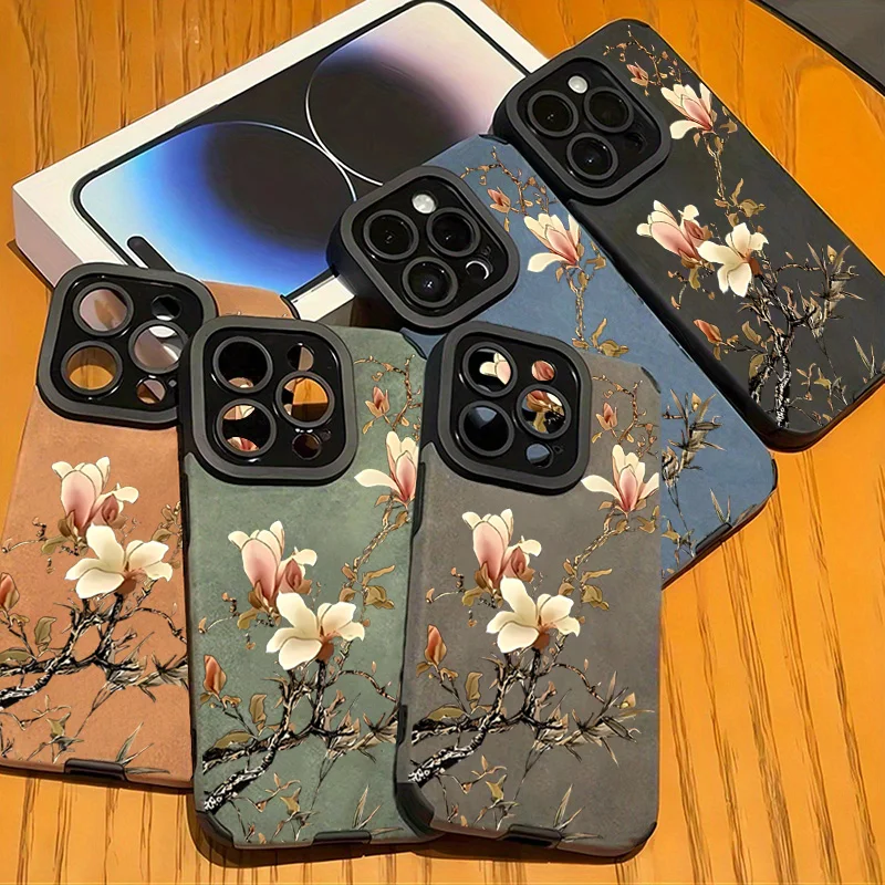 Elegant Magnolia Flower Phone Case for iPhone 17 16 15 14 13 12 11 Pro Max X XR XS Max 16 Plus Shockproof Leather Silicone Cover - view 6