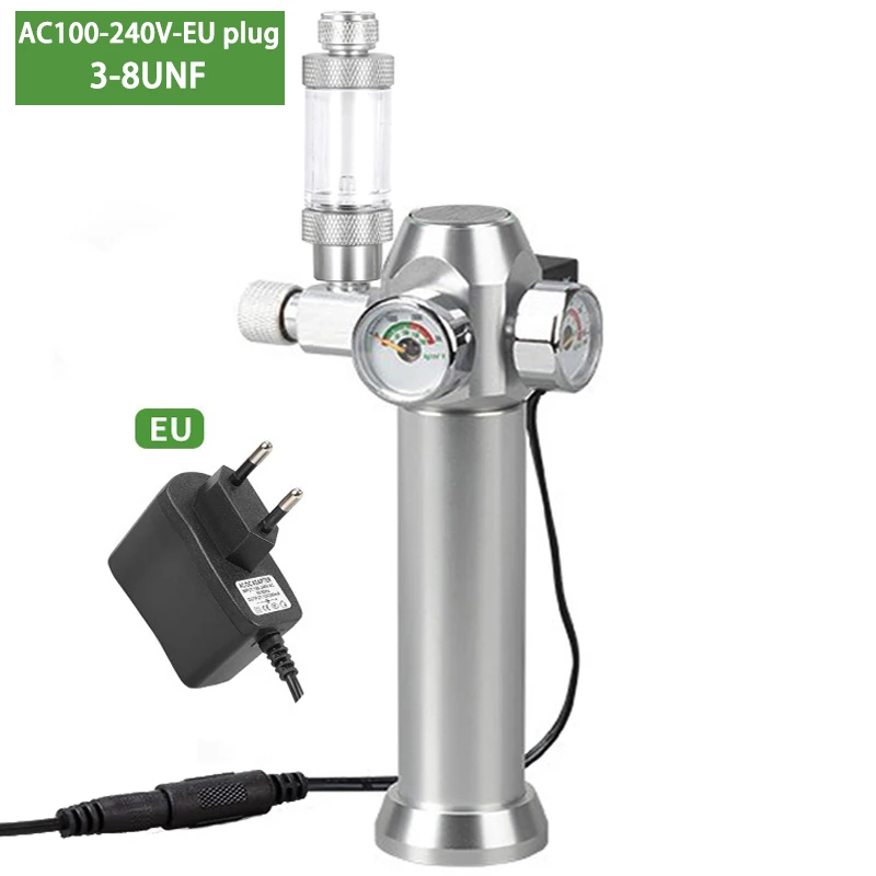 ZRDR Aquarium CO2 Regler Magnetventil Blase Zähler Kleine Gasflasche 3-8UNF Mit Hülse Aquarium CO2 Druckminderventil 3