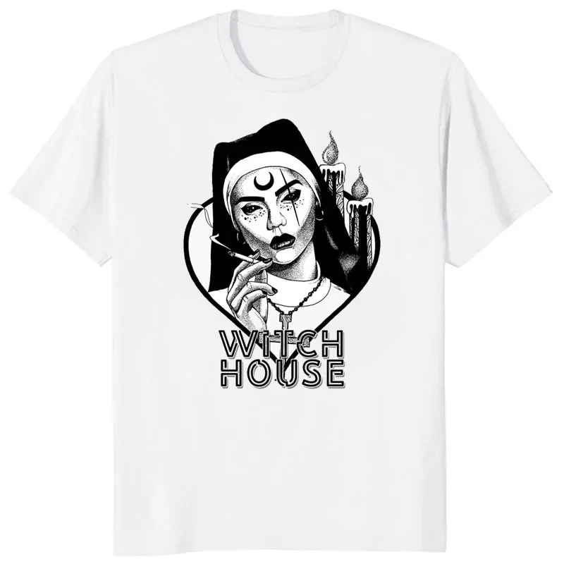 Cartoon Nun Nonne Religieuse Pin Up Men T Shirt Church of Satan Anton Lavey Satanic Occult Goth Gothic Tees Classic Girl Tops