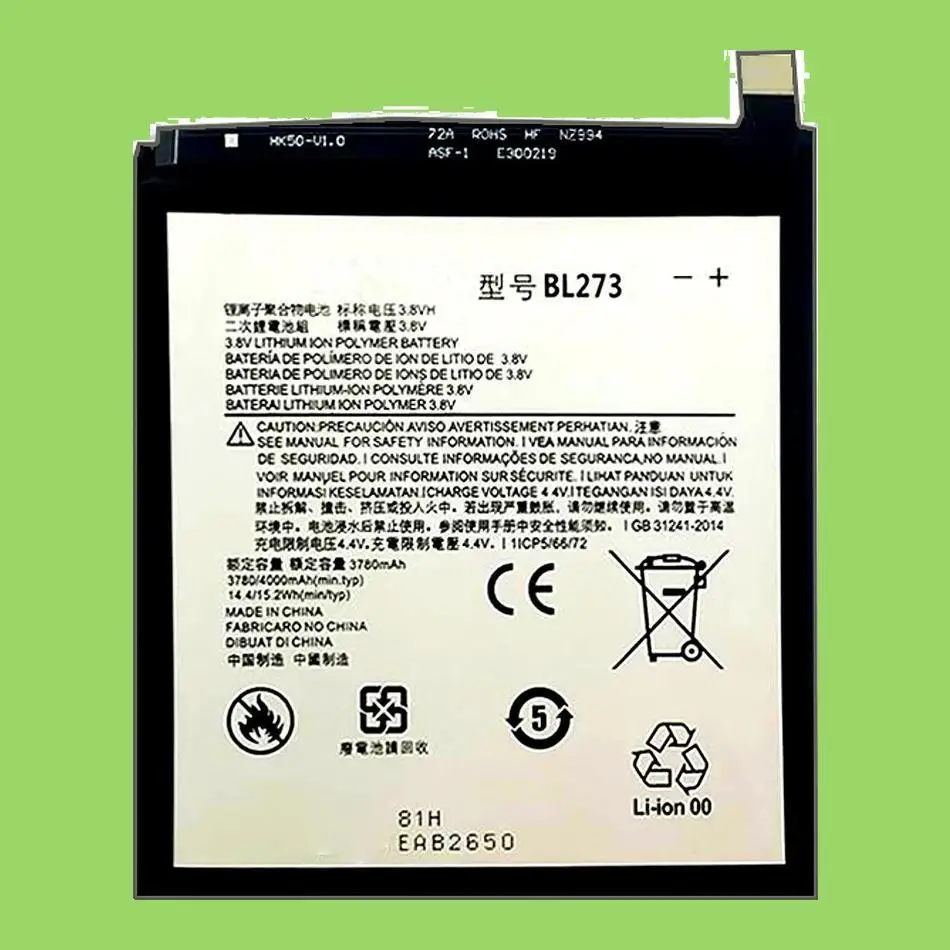 

4000Mah BL273 For Lenovo K6 Note Dual Dim Mobile Phone Battery Reliable Power
