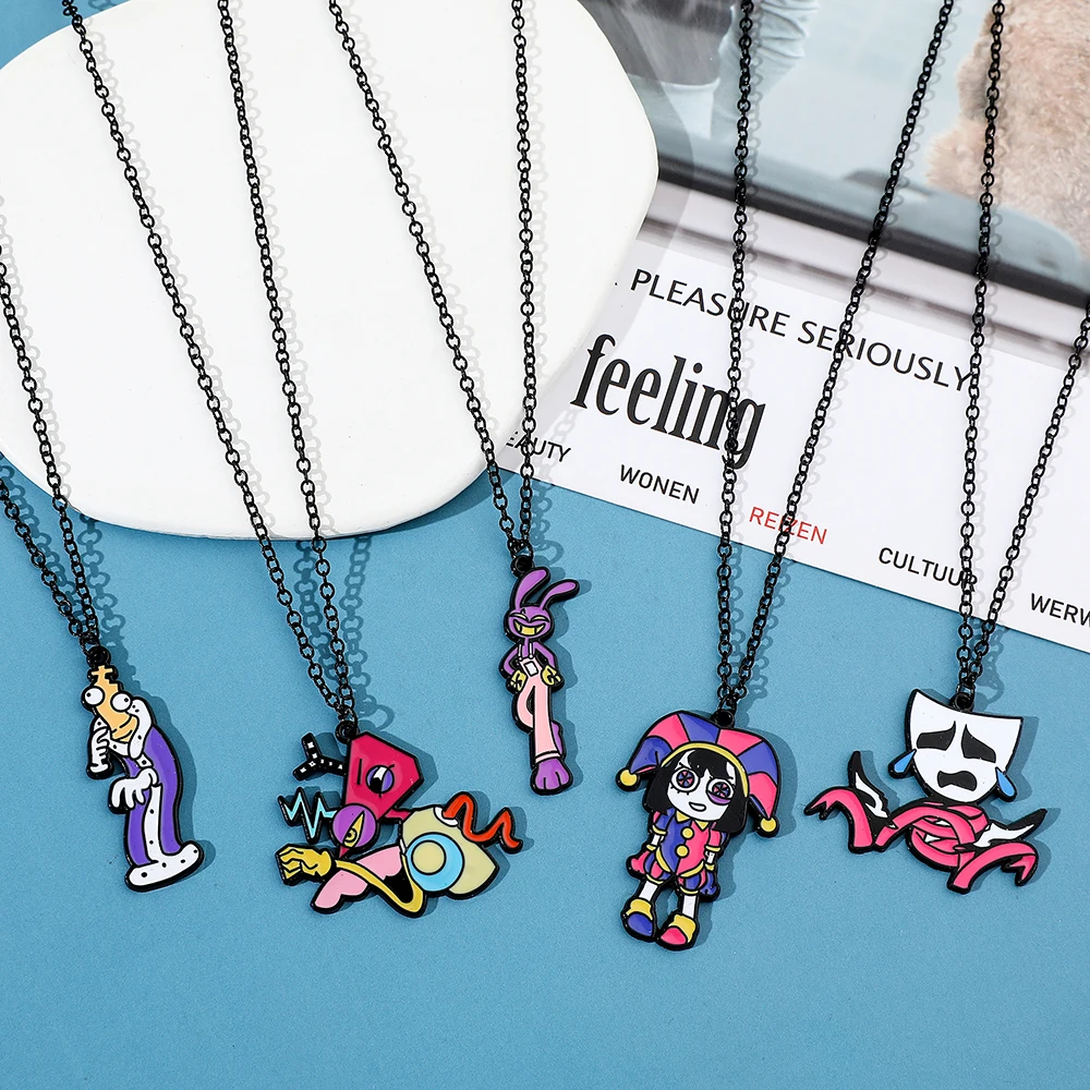 the Amazing Digital Circus Series Kawaii Necklace - Anime Cartoon Fashion Metal Enamel Jewelry Accessory for Friends Toy Gifts view 4