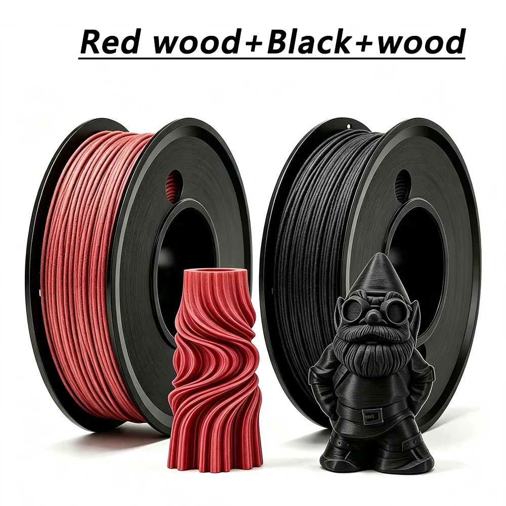 PLA red wood Filament 250gX2 3D Printer Filament 1.75mm Dimension Accuracy +/- 0.02mm PLA black wood 3D Printing Filament Independent vacuum packaging