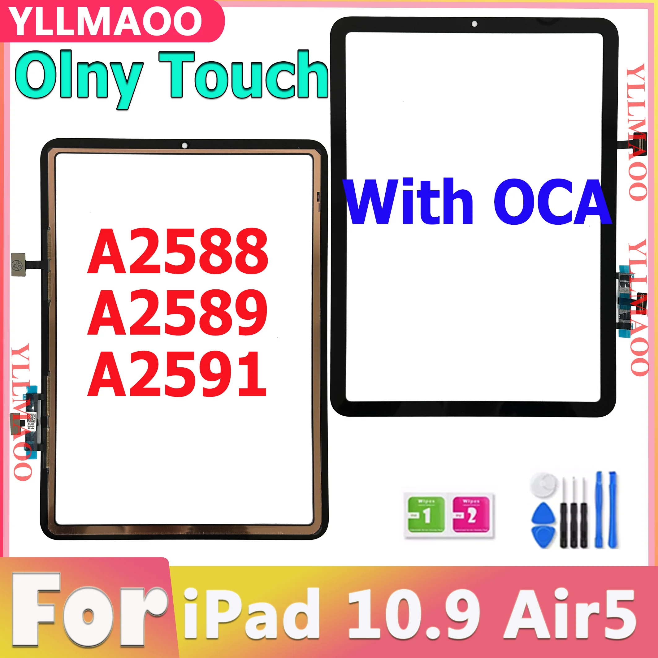 With OCA 10.9 inch Touch Screen For iPad Air5 5th Generation A2588 A2589 A2591 Touch Glass Screen Digitizer Panel Replacement