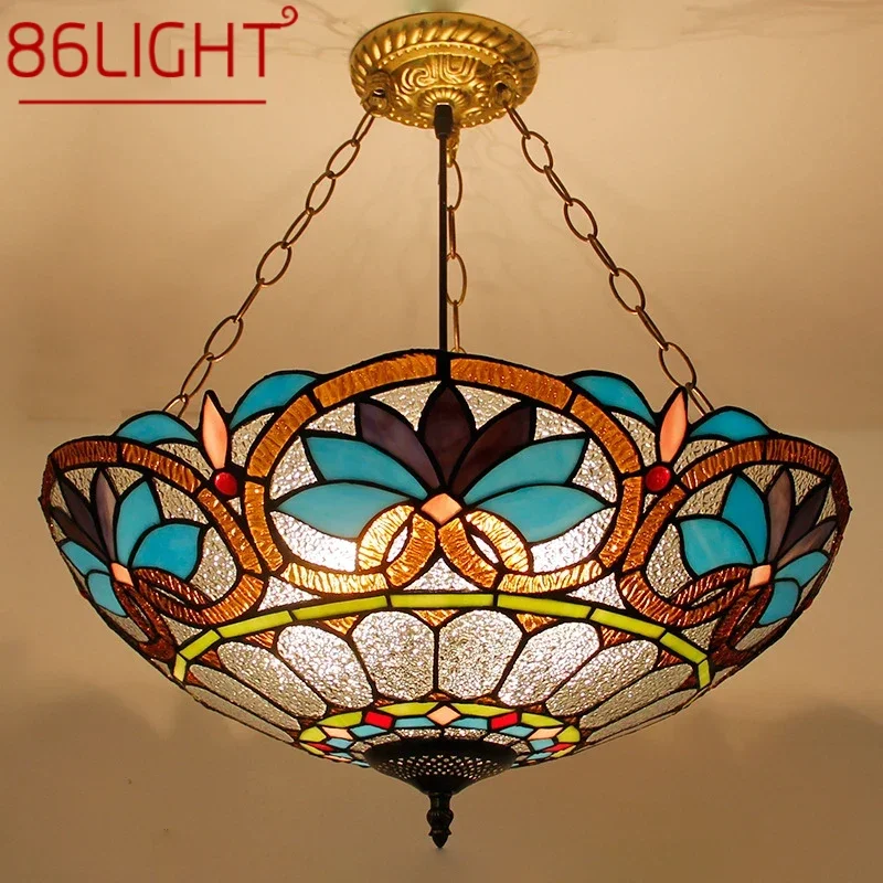 

86LIGHT Подвесной светильник Тиффани, светодиодный ретро-креативный светильник для гостиной, ресторана, спальни, виллы, коридора отеля, цветная стеклянная люстра
