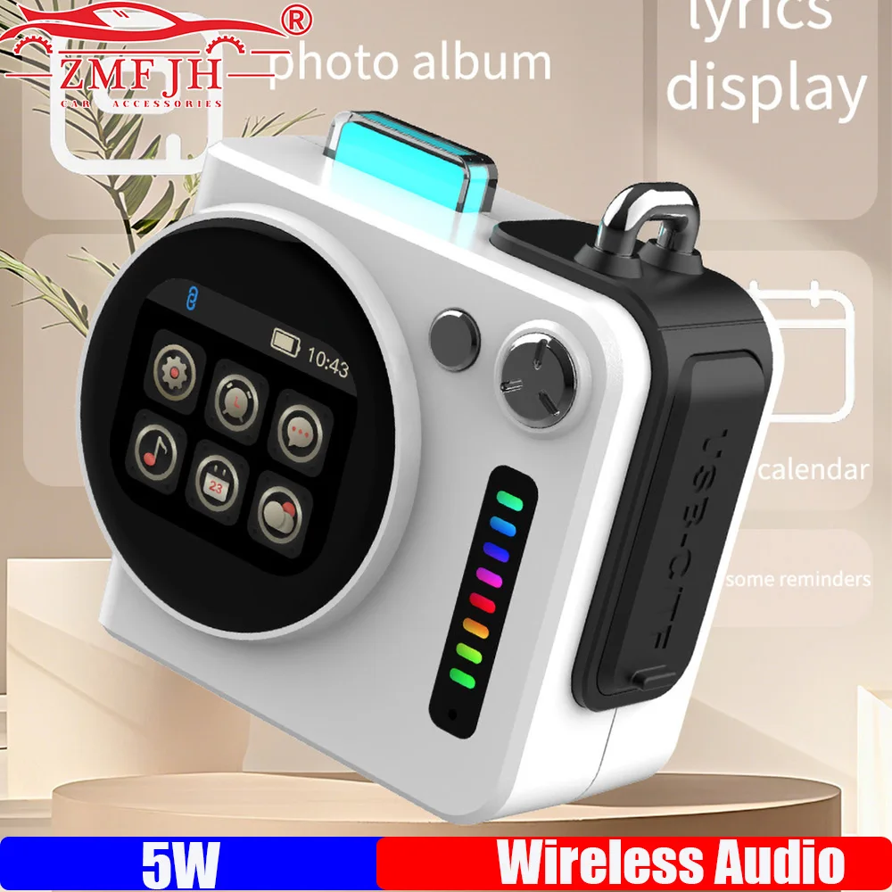 

ZMFJH Mini Powerful Bluetooth-compatible 5.4 Audio Bass Wireless Outdoor Speakers LED Display Screen with RGB Desktop Subwoofer