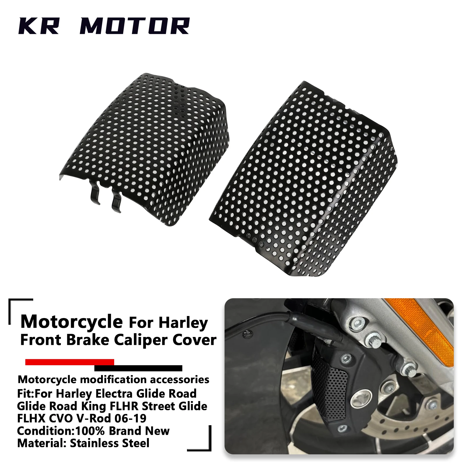 

Fits For Harley Electra Glide Road Glide Road King FLHR Street Glide FLHX CVO V-Rod 06-19 Motorcycle Front Brake Caliper Cover