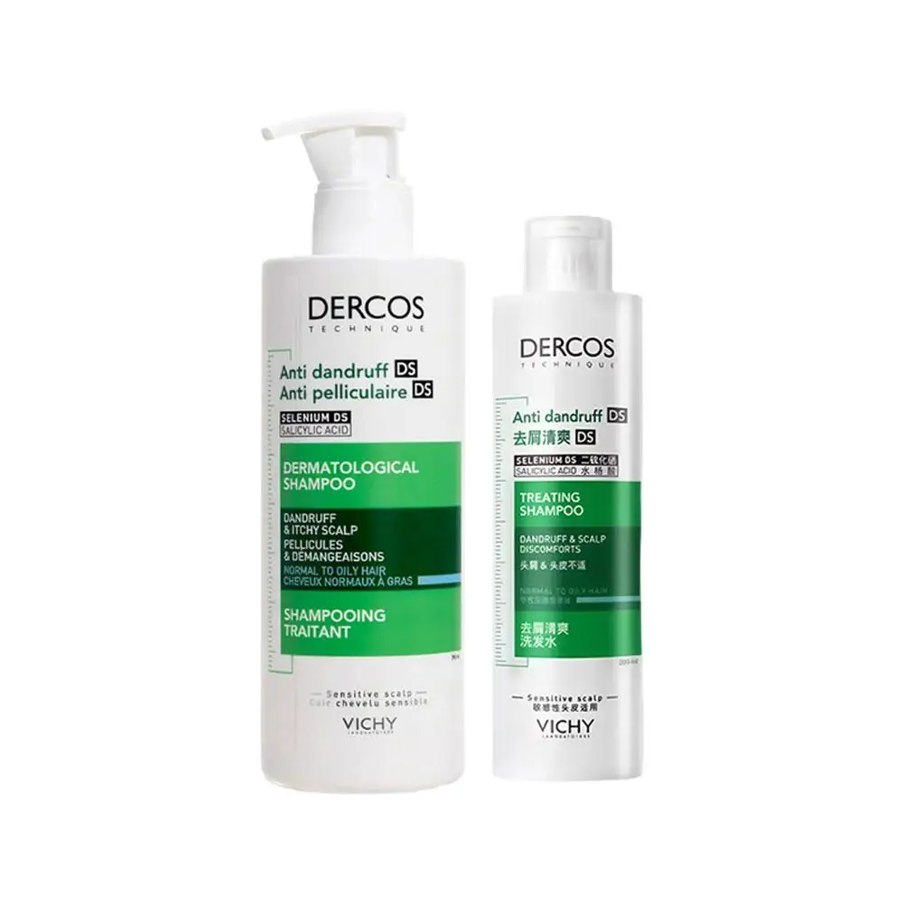 

Шампунь Vichy Dercos DS против перхоти 200/390 мл, обогащенный селеном, для жирной/чувствительной кожи головы, без сульфатов, контроль жирности, снятие зуда