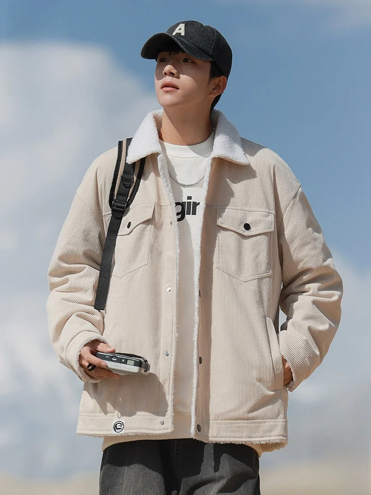 

Мужская вельветовая куртка Paul Frank свободного кроя, весна-осень, новая модная модель, теплая верхняя одежда из овечьего флиса, бренд Big Mouth Monkey