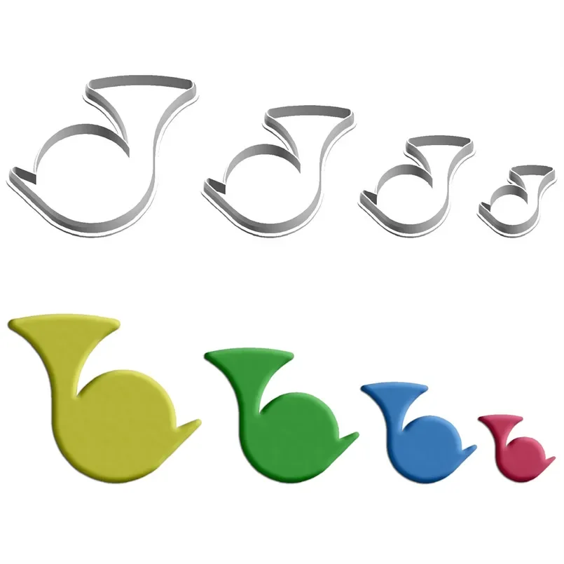 Four Specification Cartoon Music Amusement,French Horn,Plastic Molds,Cake Fondant Tools,Cookie and Sushi Fruits Cutters