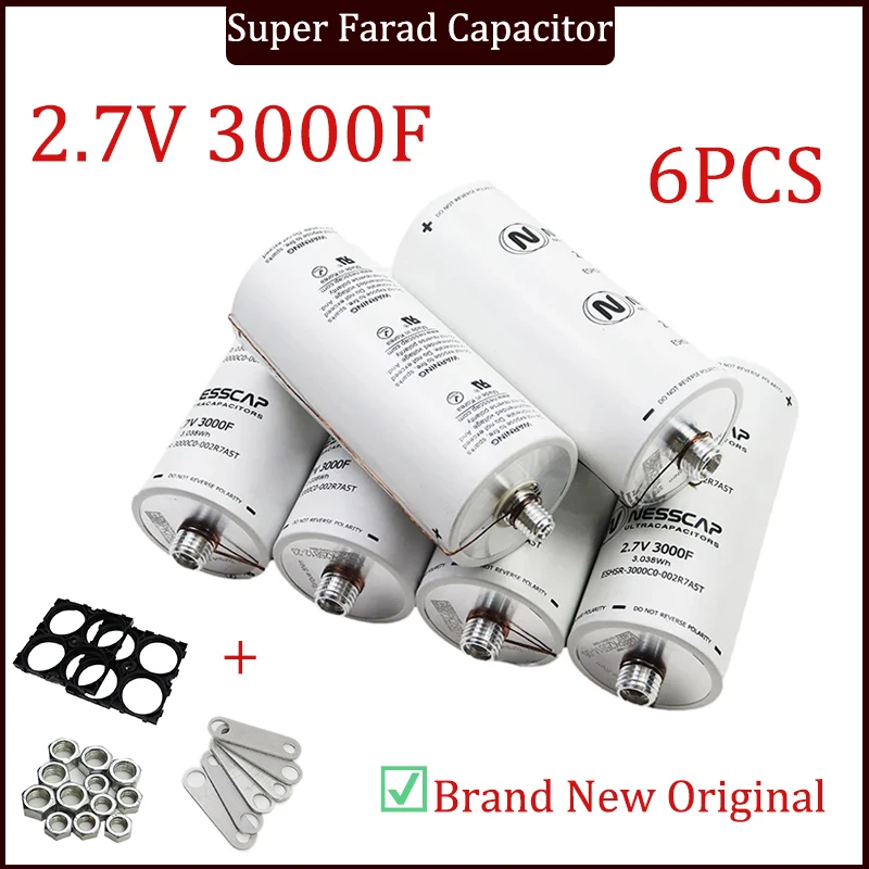 6PCS brand new 2.7V 3000F Super Farad Capacitor 12V 24V for Electric Vehicle Starting Spot Welding Electromechanical Container