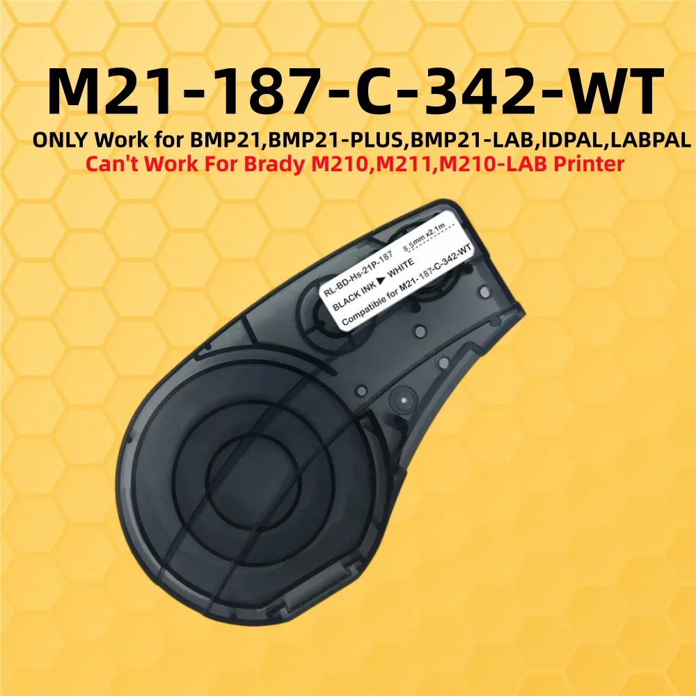 1PK Polypropylene Ribbon Cartridge M21-187-C-342 Use For Brady BMP21,BMP21-PLUS,IDPAL,LABPAL Printer,Tube marking printer