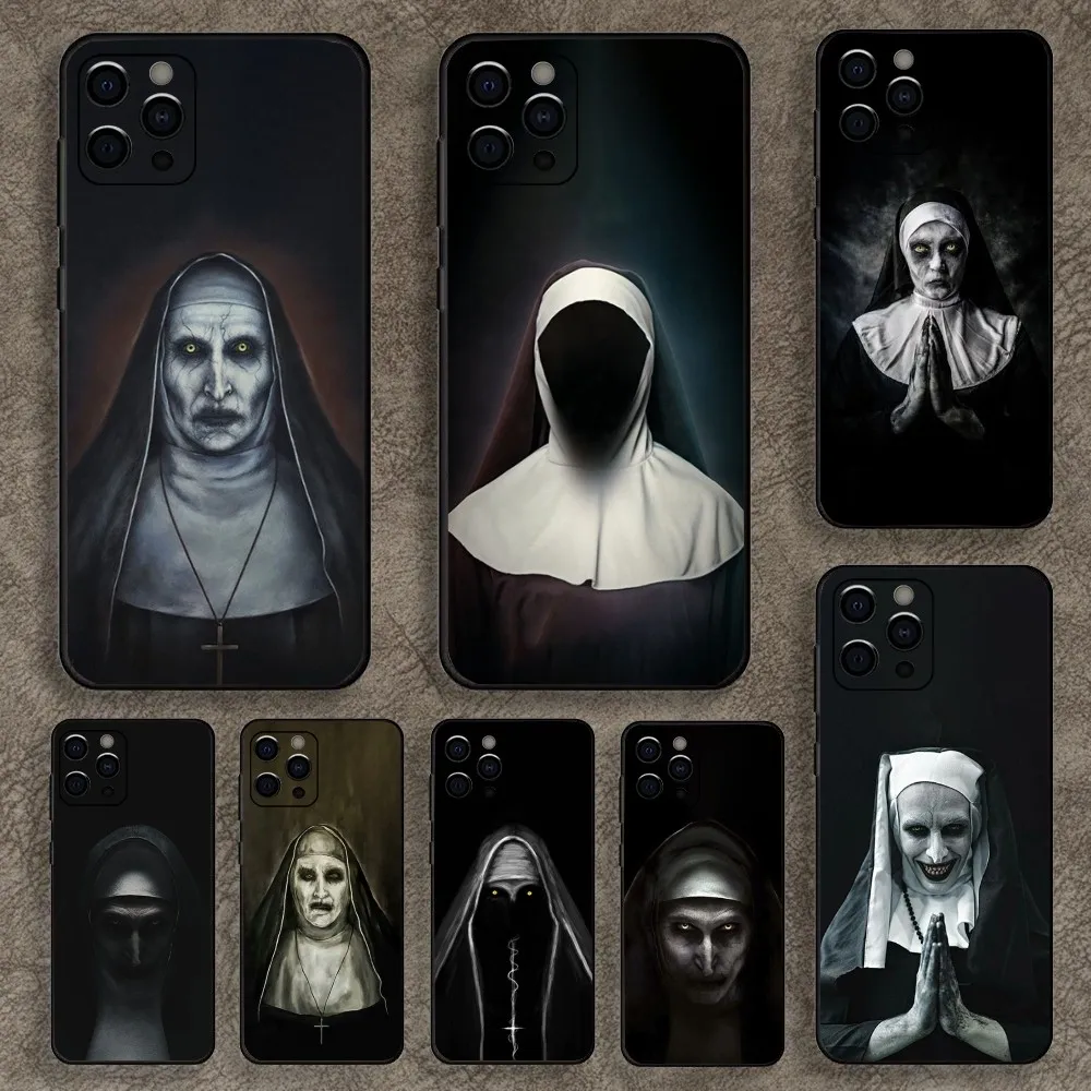 The Nun Valak Horror Phone Case For Apple iPhone 15,14,13,12,11,Pro,X,XS,Max,XR,Plus,Mini Soft Black Cover