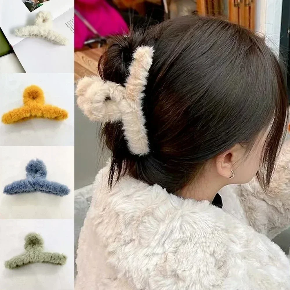 

New Women Fashion Autumn and Winter Hairpins Barrette Hairgrips Accessories Plush Hair Clip Faux Fur Headwear Claws Combs Clamps