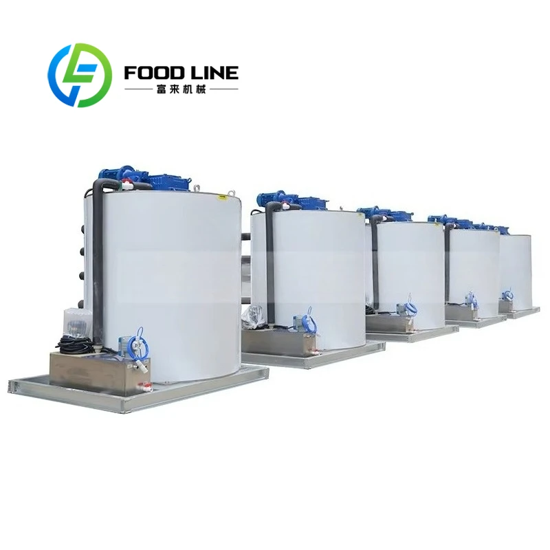Commercial 10 Ton 10000 KG Flake Ice Machine 150kg Storage Capacity Air Evaporator Drum Factory Pump Motor Bearing