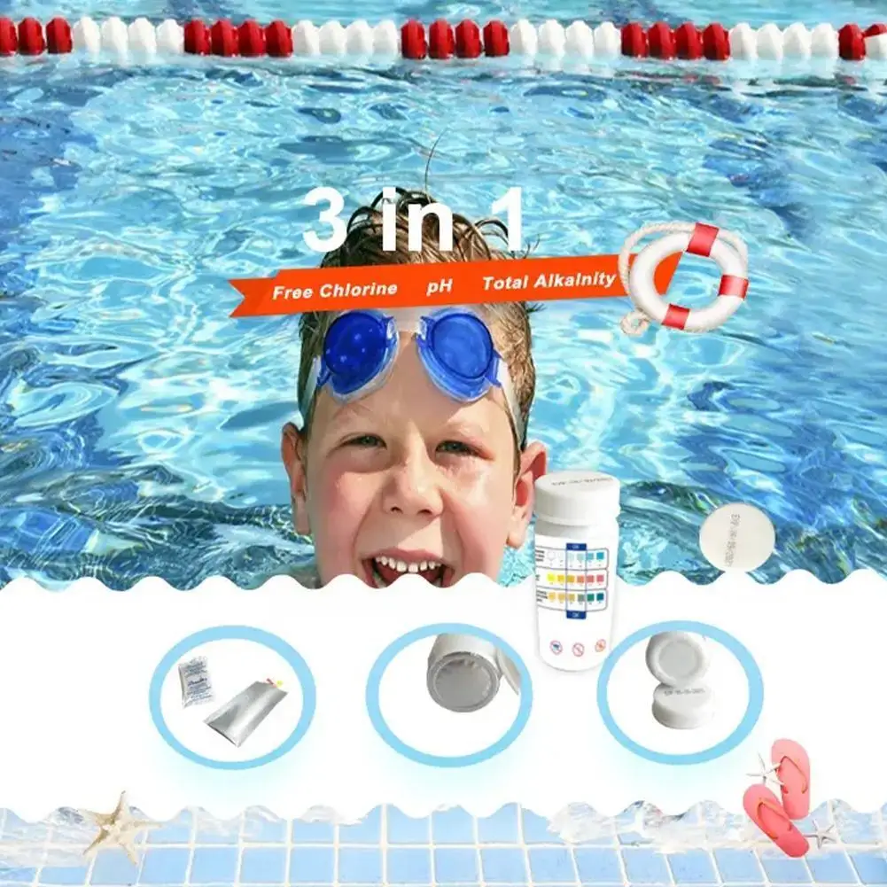Strisce reattive 3 In 1 ph strisce reattive per piscine con immersione di cloro strisce calde 50 strisce reattive per piscine strisce reattive per il nuoto In acqua