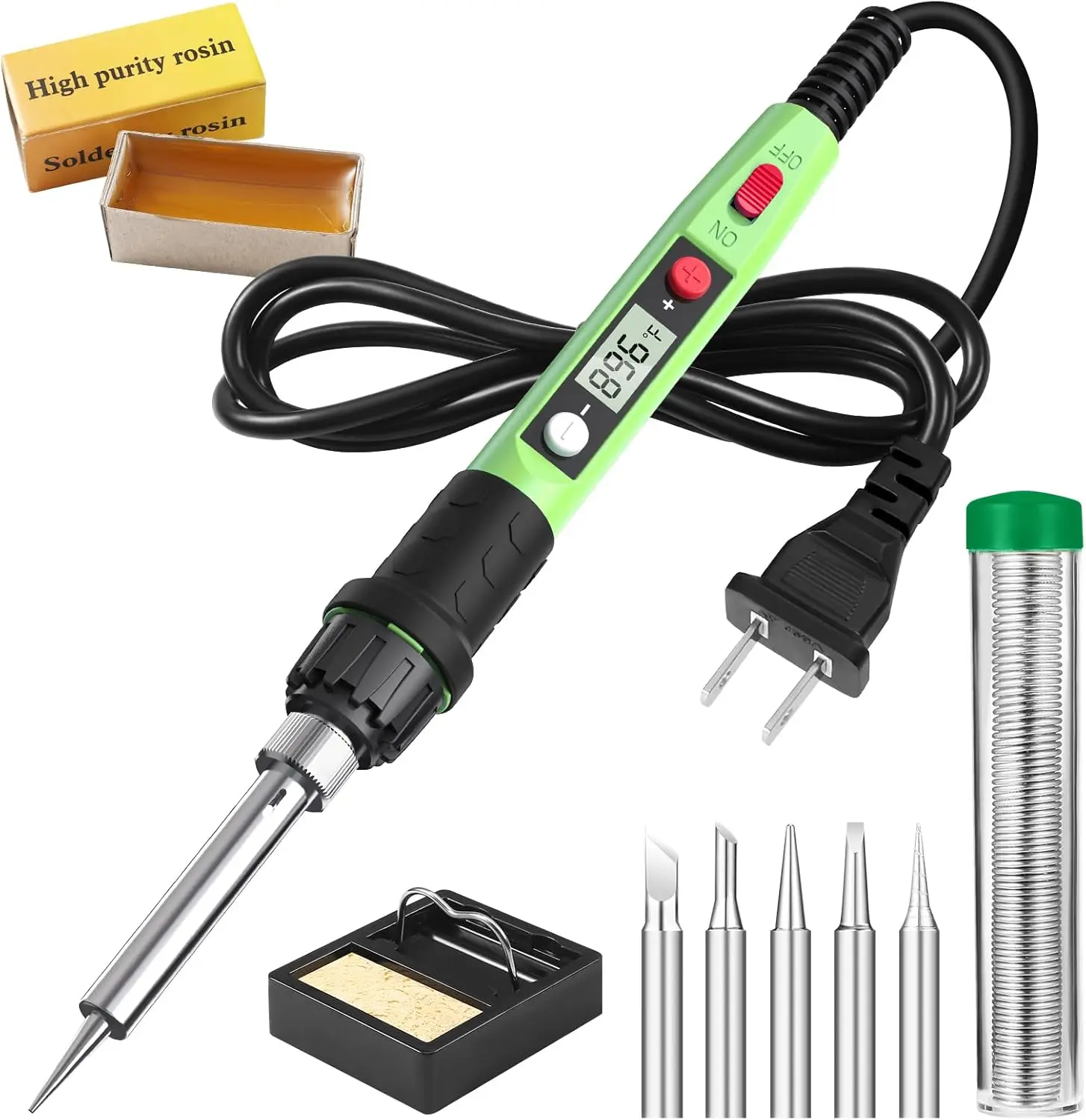 

80W LCD Digital Soldering Iron Kit with Ceramic Heater, 5 Tips & Accessories for DIY Metal Repairs
