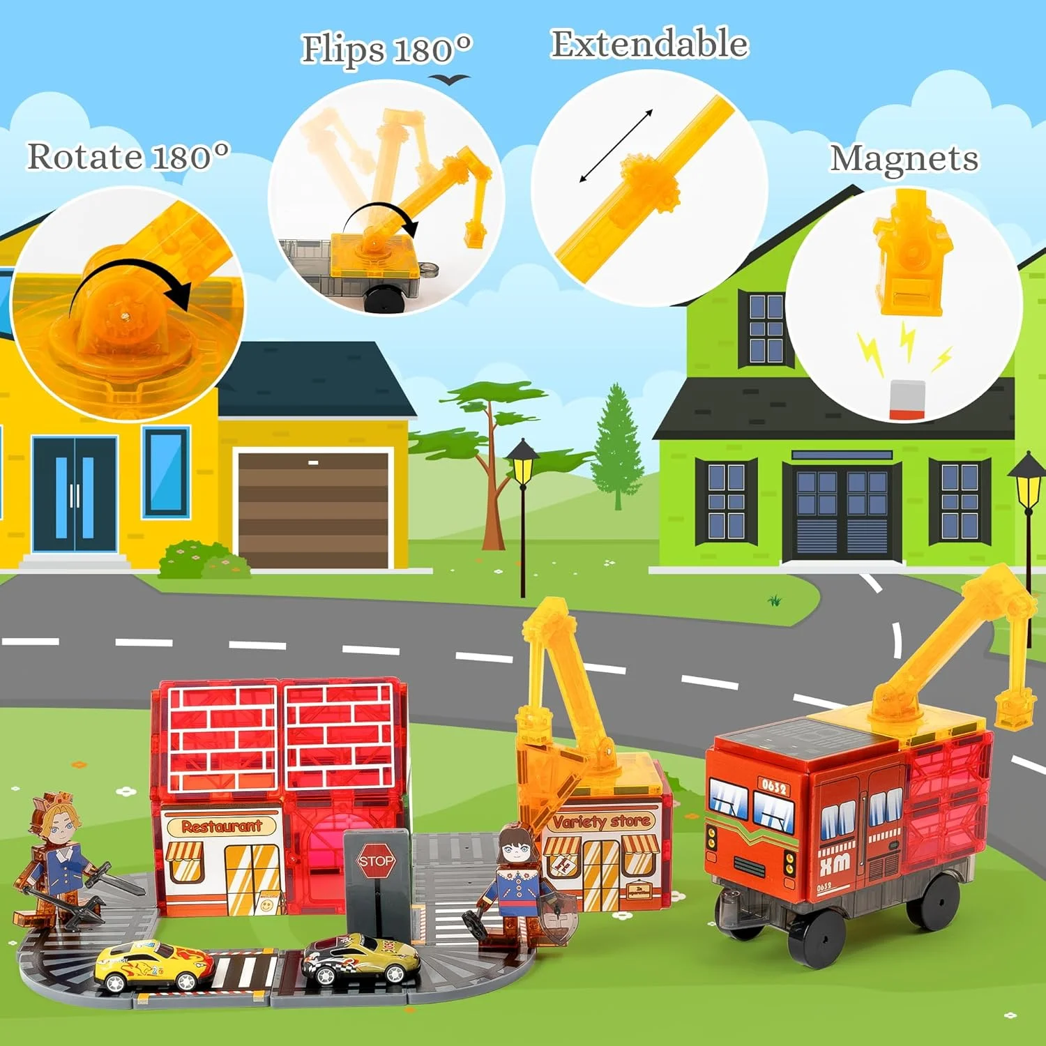 مجموعة مكعبات بناء الطرق المغناطيسية للأطفال - لعبة تعليمية تفاعلية بين الوالدين والطفل هدية عيد ميلاد مثالية