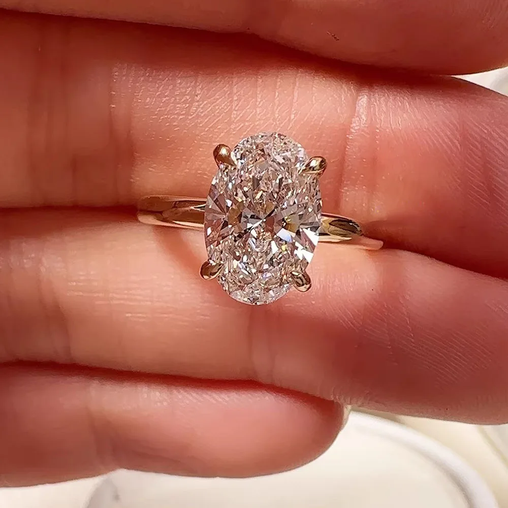 18K gold Diamond Ring Oval 1-5CT IGI Lab Growing Diamond wedding & engagement ring Factory custom Valentine's Day gift view 4