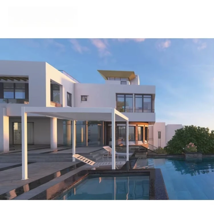 

На открытом воздухе хорошее качество моторизованное алюминиевое лезвие крыша белого цвета белый цвет белый открытый водонепроницаемый козырек от солнца рейки навес комплект перголы