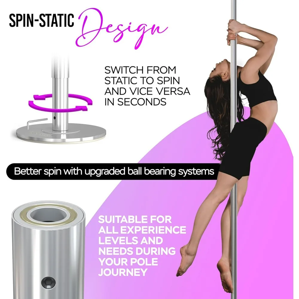 عمود رقص محمول عالي التحمل 45 مم للمنزل، قابل للتعديل من 7 أقدام إلى 11 قدم، مناسب للشقق