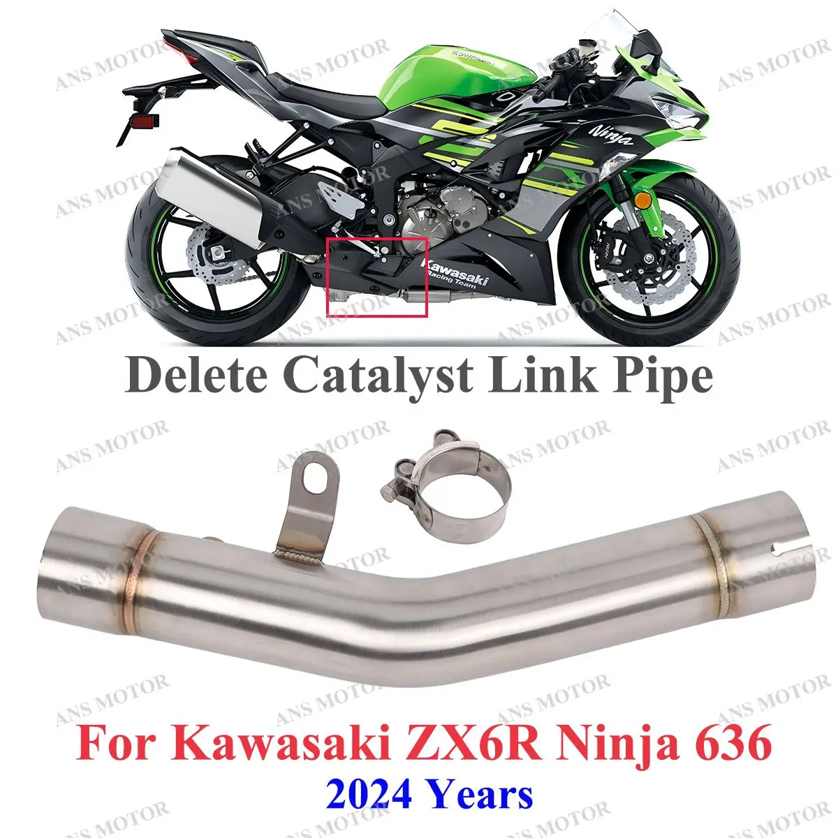 

Escape For Kawasaki ZX6R Ninja 636 2024 Motorcycle Exhaust Middle Link Pipe Connect Original Muffler