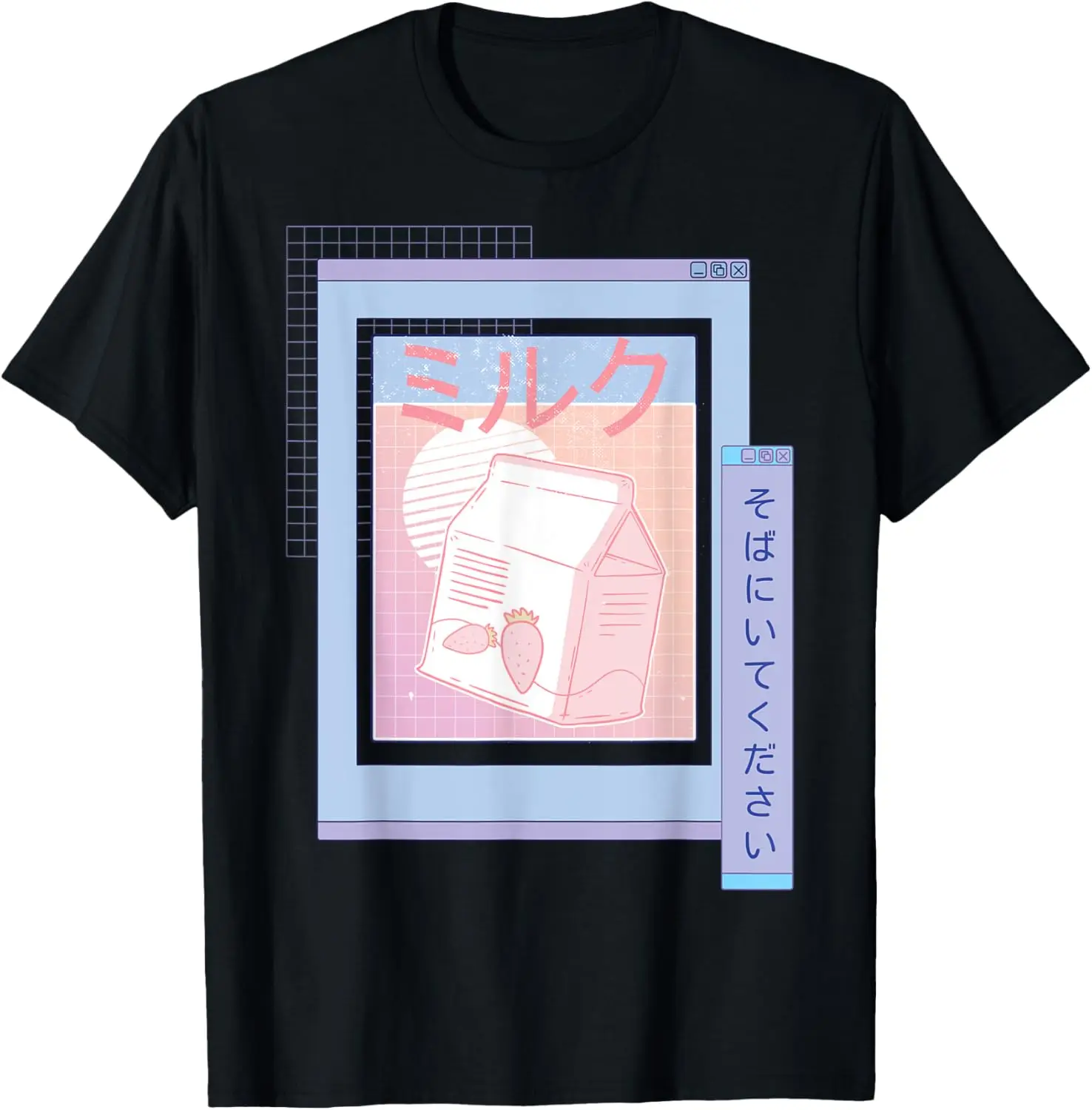 Vaporwave 90s Japanese Kawaii Strawberry Milk Retro Browser T-Shirt