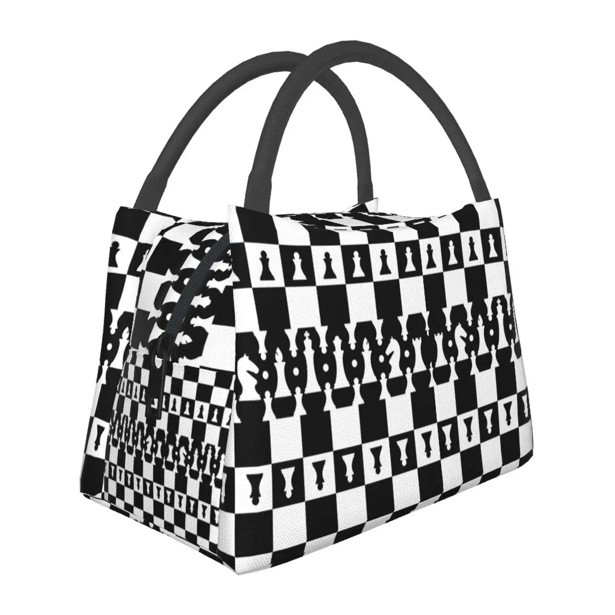 Chess Pieces On Board Chessboard Insulated Lunch Bag for Women Bento Storage Food Boxes Container Cooler Thermal Lunch Box Tote