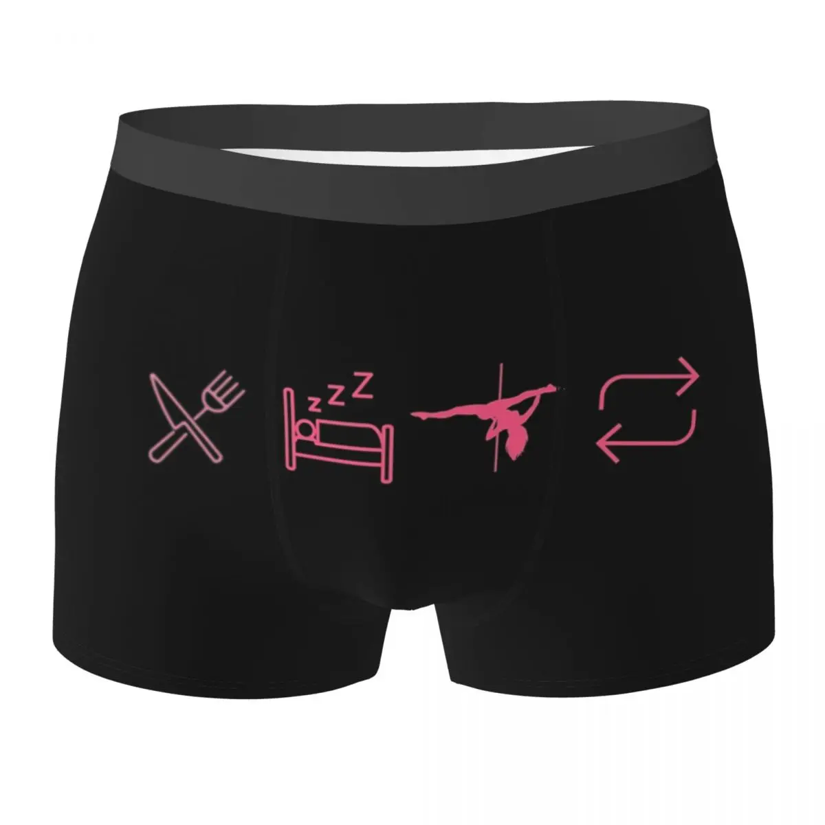 

Трусы-боксеры, шорты Eat, Sleep, Pole Dance, Repeat - Black Icons, трусики, мужское нижнее белье для Homme, мужские подарки бойфренду
