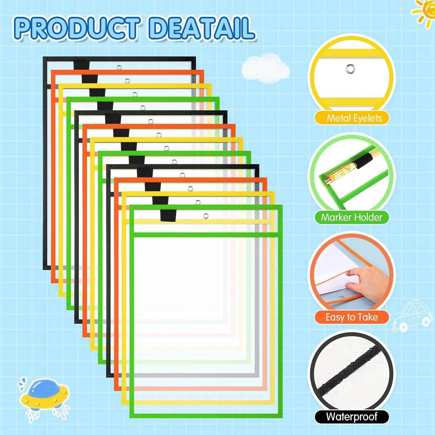 84Piece Work Note Holder Reusable Note Holder Pocket Plastic File Bag Dry Erase Sleeve For Teacher Office Organization C