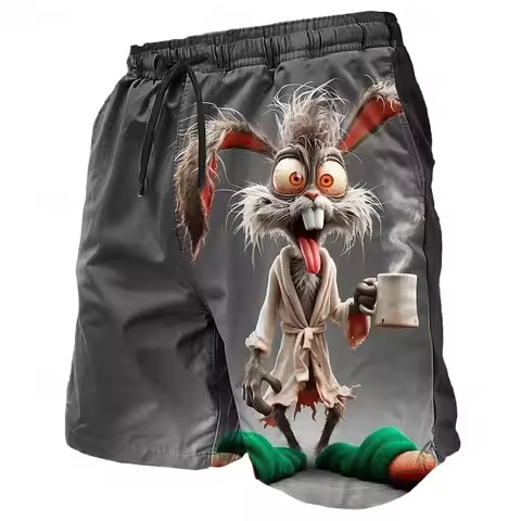 Summer Men's Funny Ugly Animals Shorts Swimming Trunks Board Shorts Fashion Streetwear Pocket Drawstring Shorts Men's Underwear