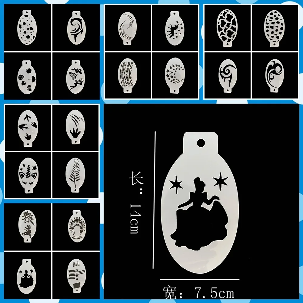 Plantillas de pintura facial profesional, plantillas de pintura corporal reutilizables para adultos y niños, plantillas de fácil uso para fiestas, suministros de maquillaje