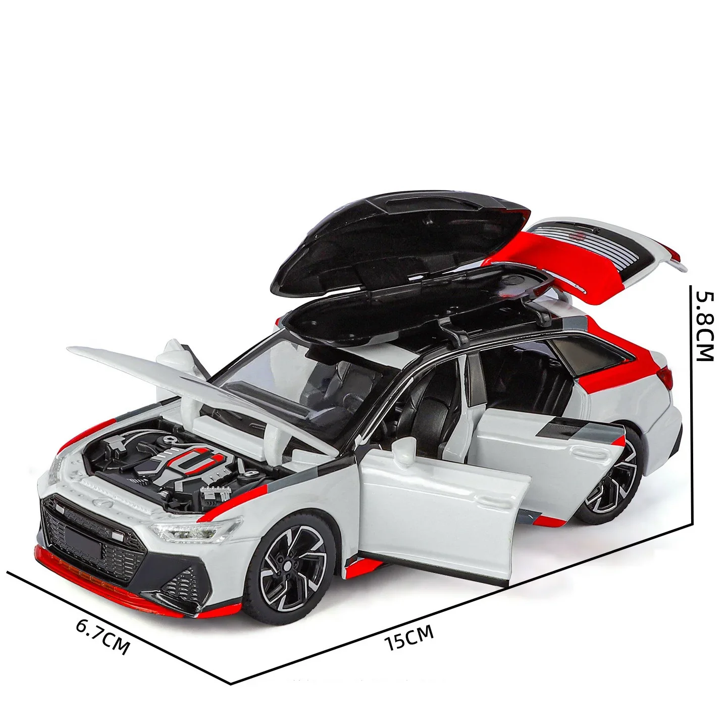 1:32 RS6 Quattro Station Wagon Legering Model Auto Geluid en Licht Trek kinderen Speelgoed Collectibles verjaardagscadeau