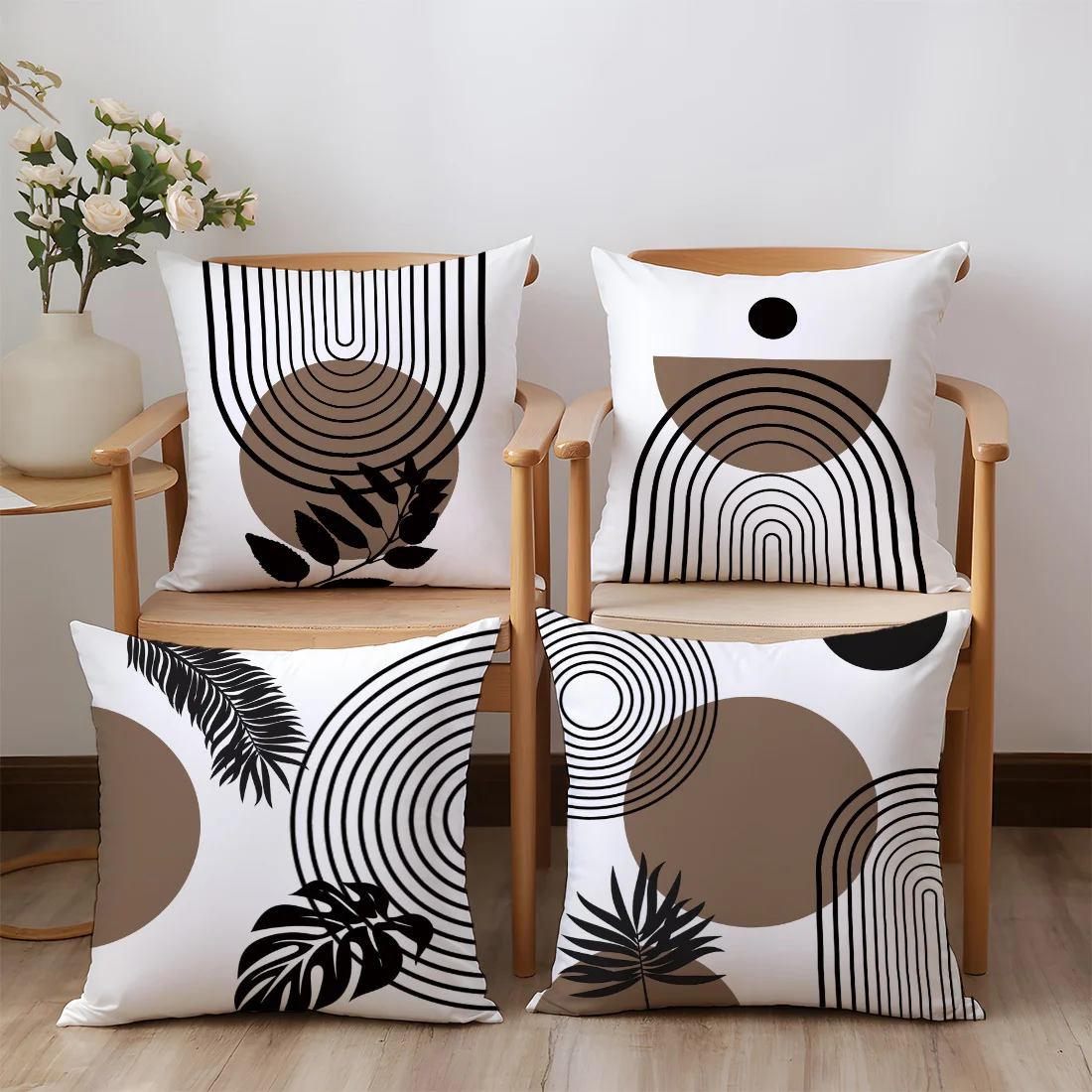 Modern Geometric Pattern Leaf Print Pillow Cushions Polyester pillowcase, sofa decorative cushion cov Headboard Pillow