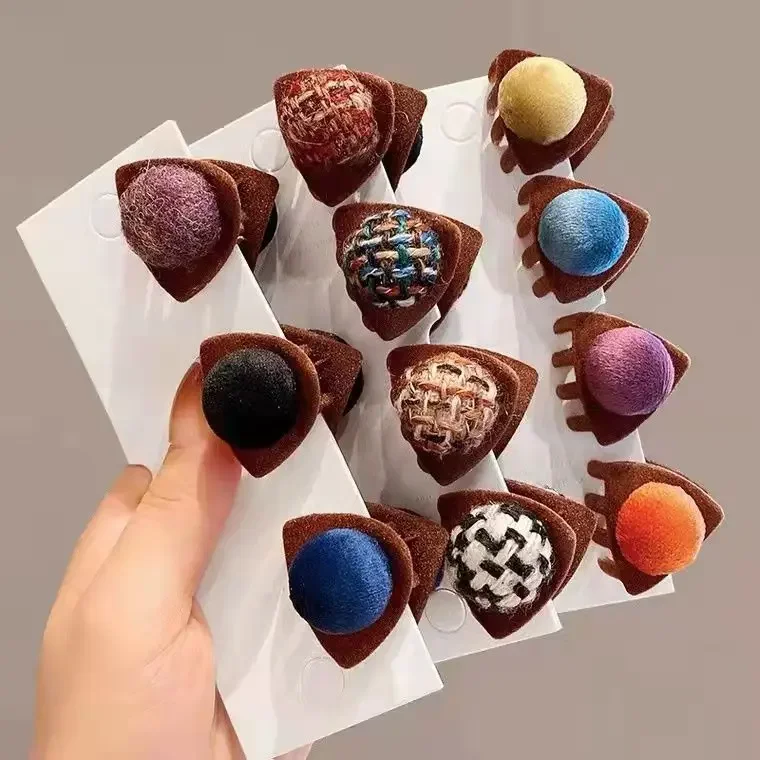 

2024 New Cat Ears Bangs Hair Clips Flocking Trumpet Grasp Female Broken Hair Clip Side Braided Headdress