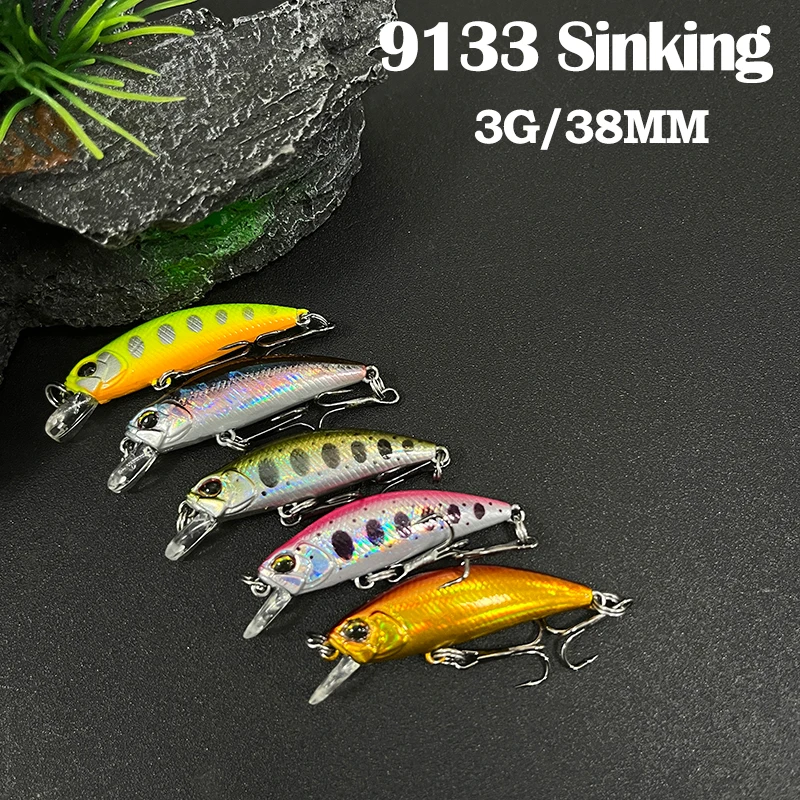 

Mini Minnow Wobblers Sinking Fishing Lure 38mm 3g Artificial Hard Bait Pesca Trout Pike Bass Jerkbait Swimbait Fishing Equipment