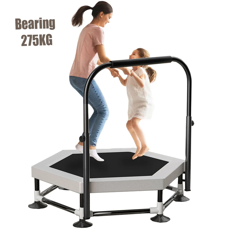 47 Inch Kids Mini Trampoline Portable & Foldable Fitness Jumping Trampoline Indoor  Adult Fitness Jumping Mat Steel Construction