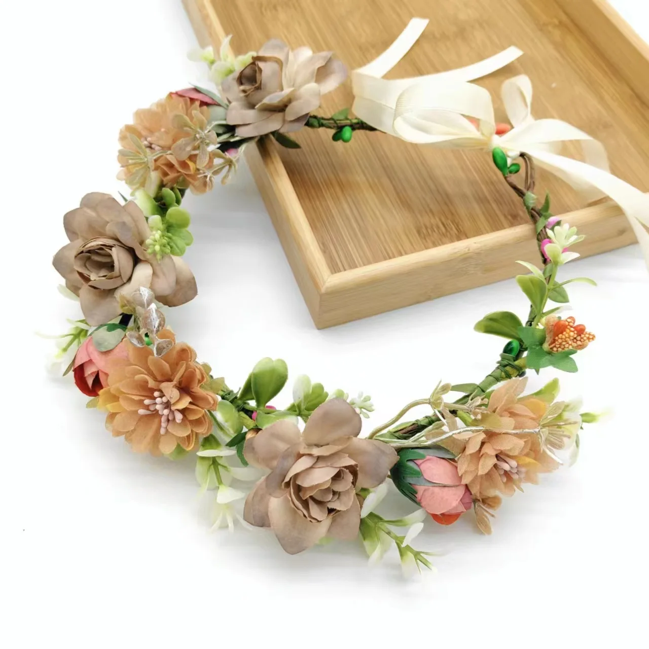 1pcs Floral Garland Wreath Tiaras Wedding Crown for Women Girls Boho Flower Headbands  Hair Accessories Jewelry Gifts Wholesale