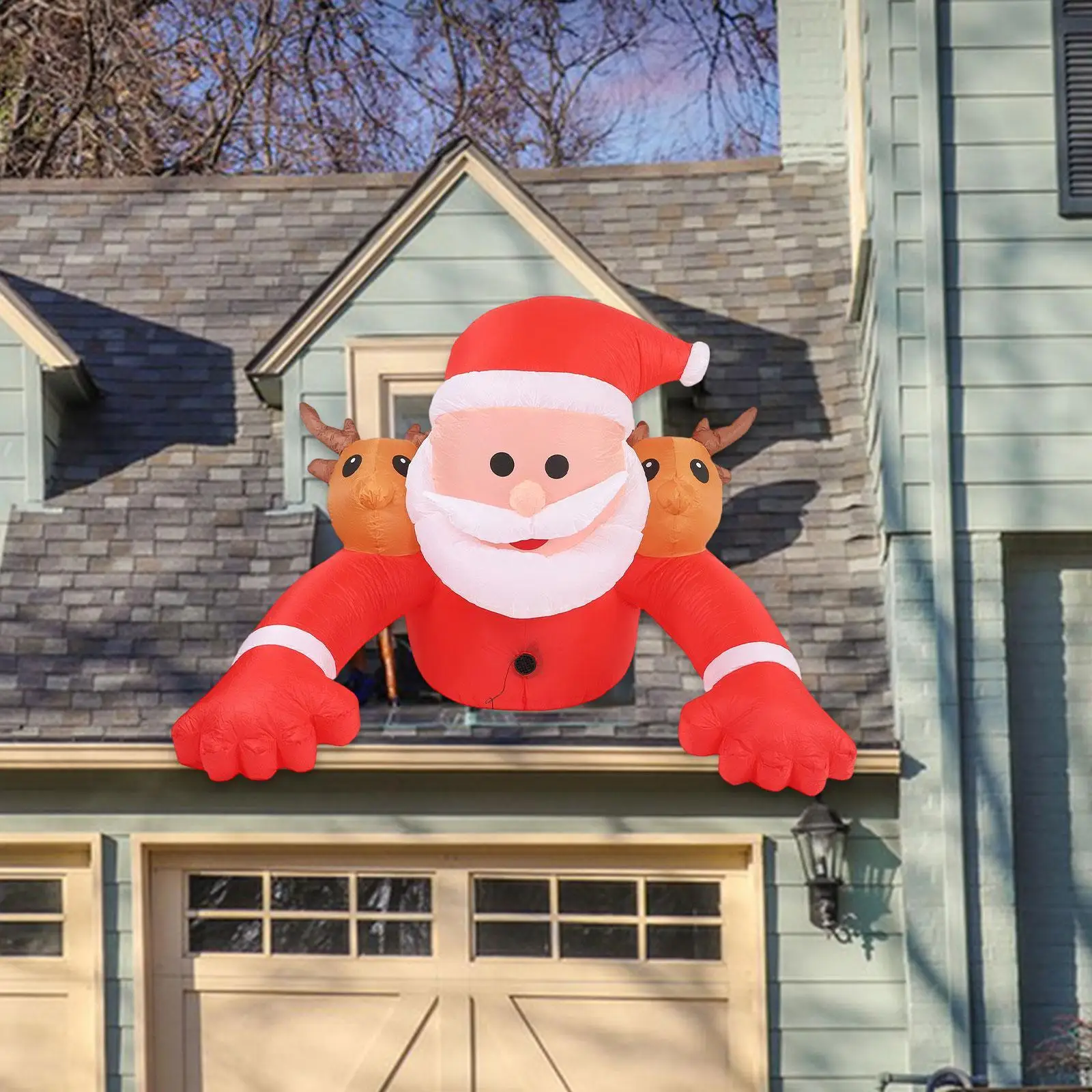 Inflatable Santa Prop Multicolor Polyester Giant Ornament Christmas Decoration for Outdoor Garden Party