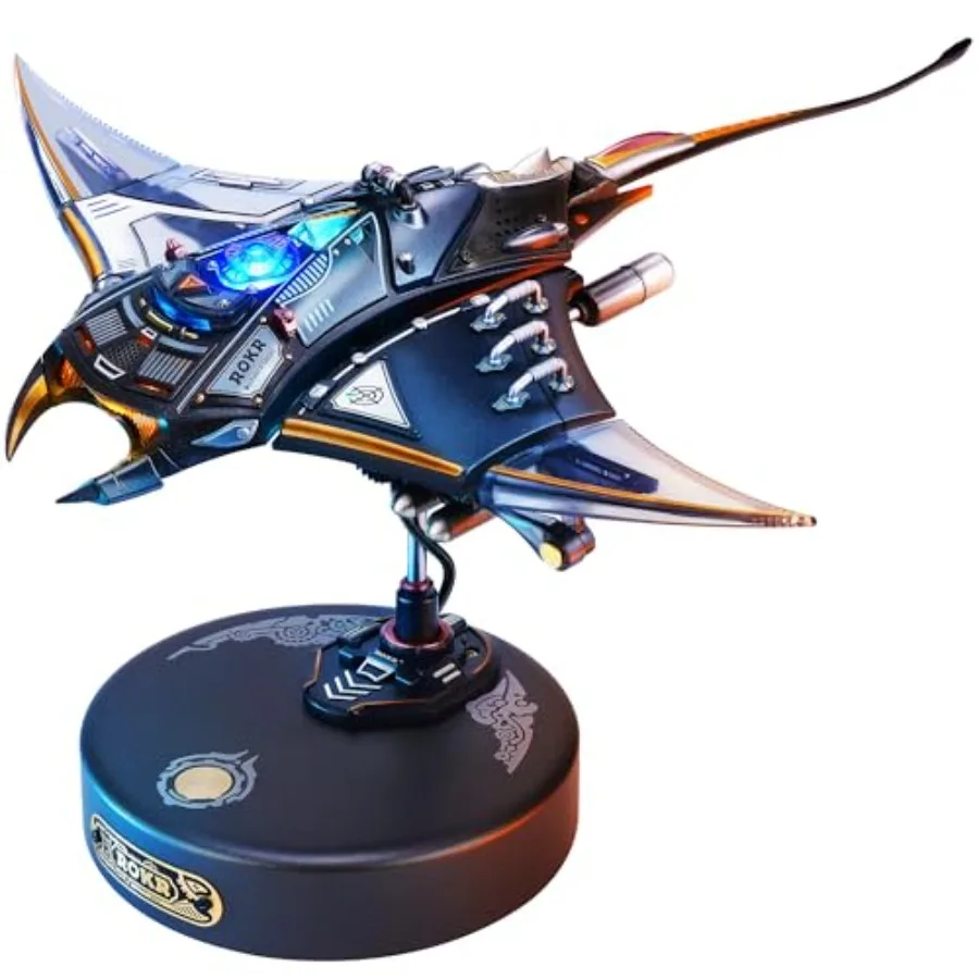 

3D Metal Puzzles for Adults: Manta Ray Mechanical Model Kit, Stainless Steel, Silver, Precision Interlocking Design