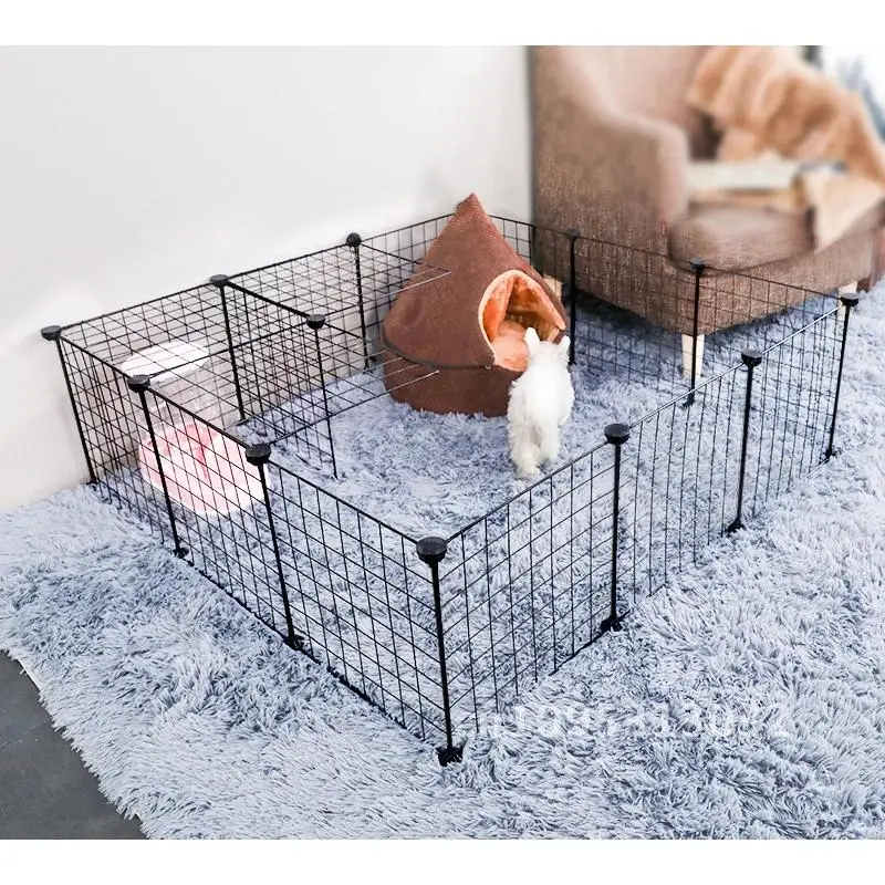 

Pet Playpen Foldable Iron Cat Cages Kennels Home Isolation Dog Aviary Training Door Indoor Exercise DIY Fences Free Combination