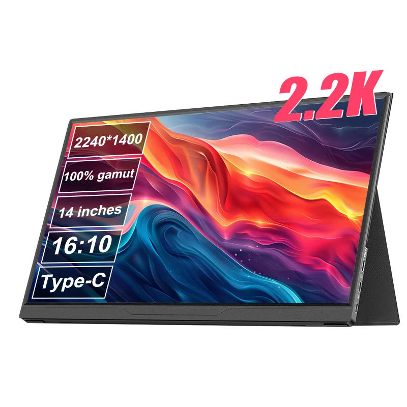 

Портативный монитор LANLIPU 14 дюймов, 2240*1400, 100% sRGB, игровой дополнительный дисплей для ноутбуков, Switch, PS4/5, Xbox/телефонов, MAC/мини-ПК